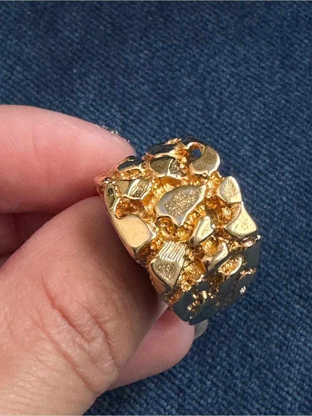 18k GE Men’s gold nugget ring size 9